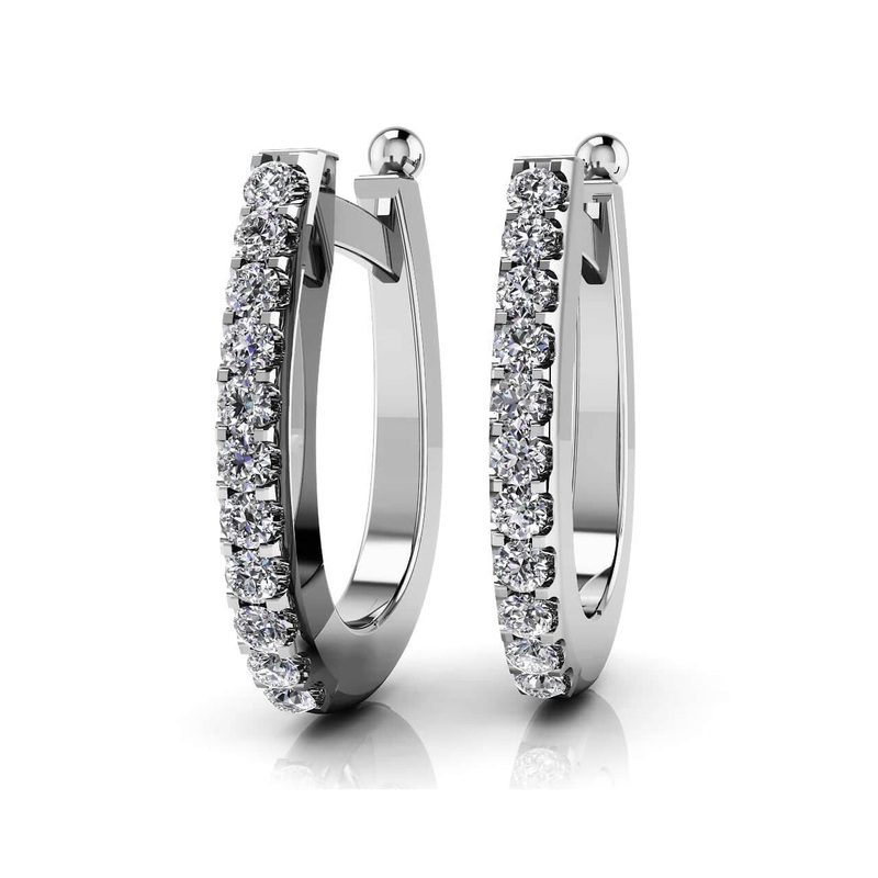 Classic Diamond Hoop Earrings with 0.27 ct.(finished) 1.5mm