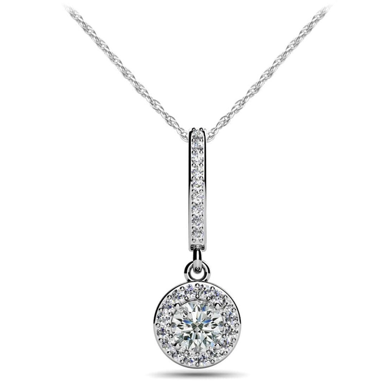 Surrounded With Love Diamond Drop Lab-Grown Diamond Pendant with 0.58 ct. (0.40 ct. center diamond)
