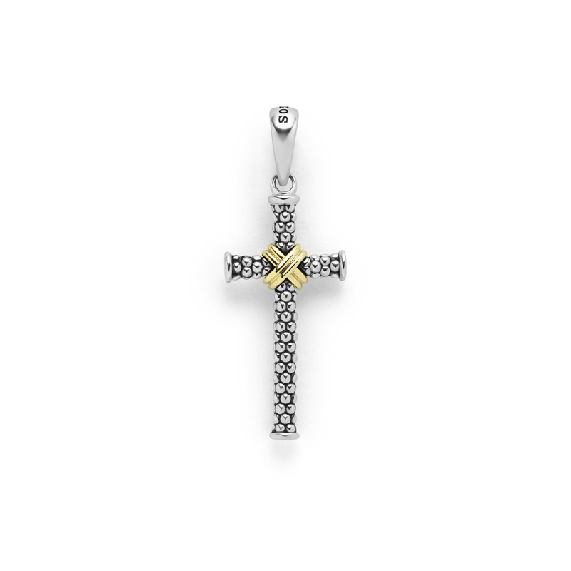 Anthem Two-Tone Caviar Beaded X cross Amulet