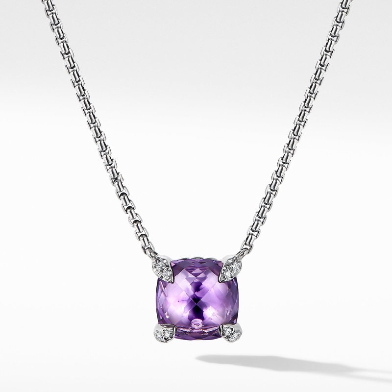 Chatelaine Pendant Necklace with Amethyst and Diamonds
