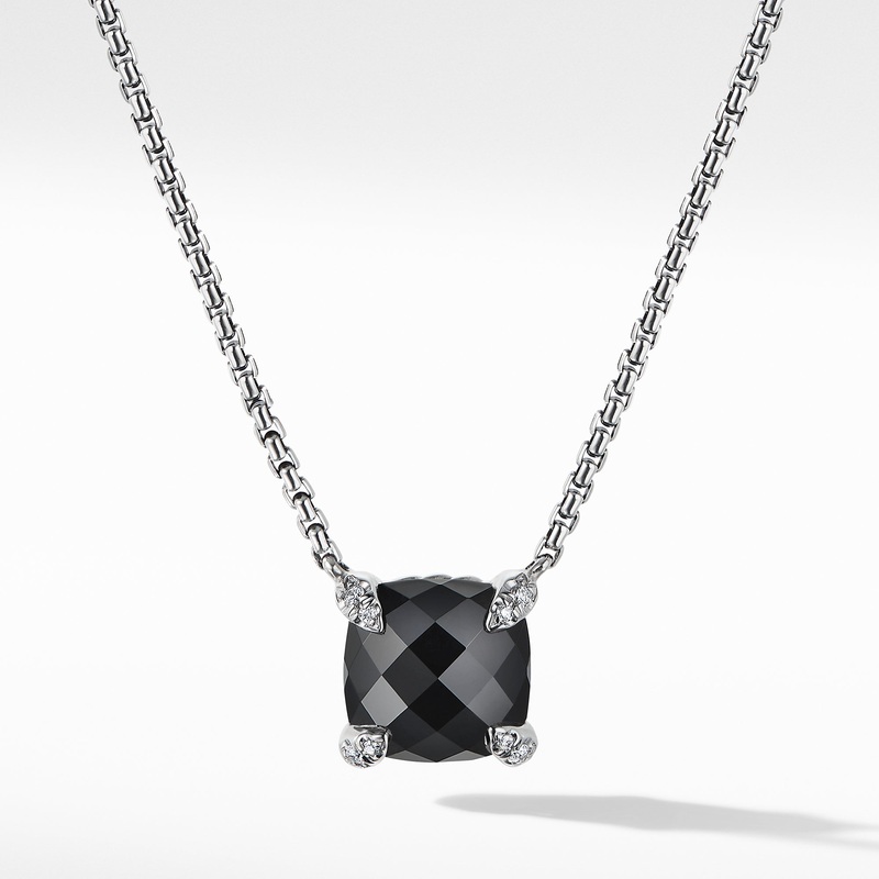 Chatelaine Pendant Necklace with Black Onyx and Diamonds