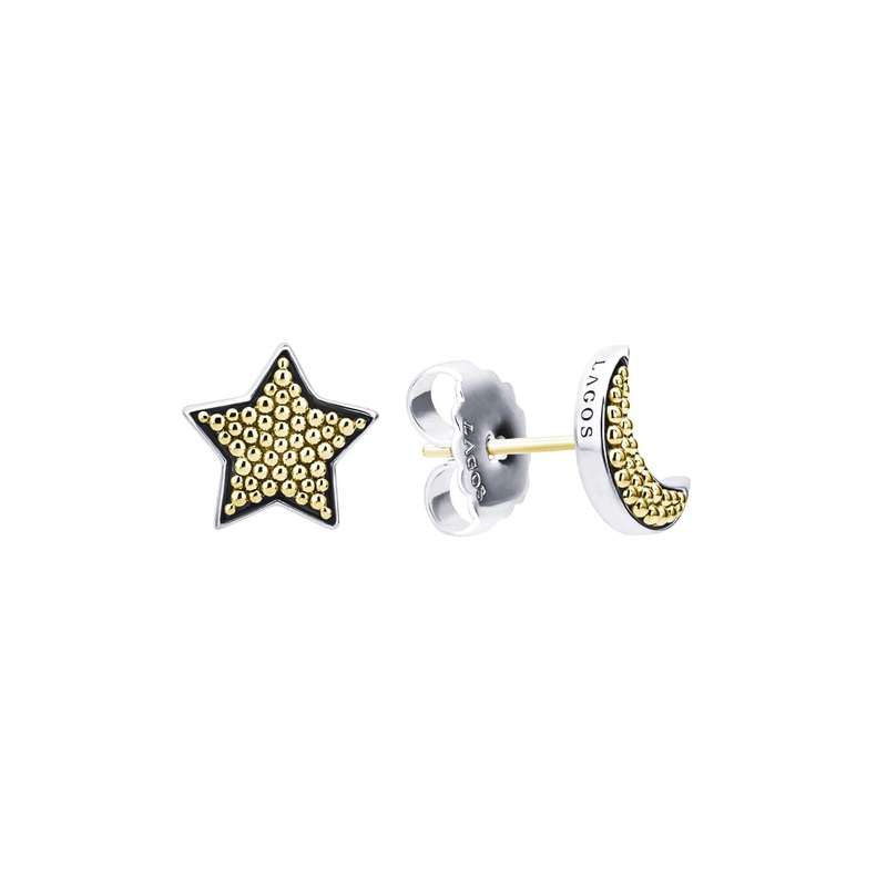Signature Caviar Moon and Star Stud Earrings