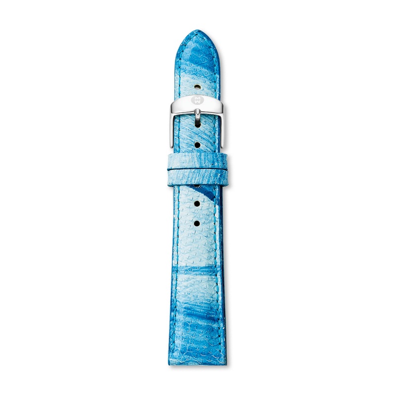 18mm Blue & White Painted Snakeskin Strap