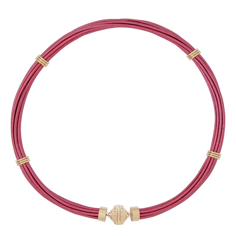 Aspen Leather Raspberry Necklace