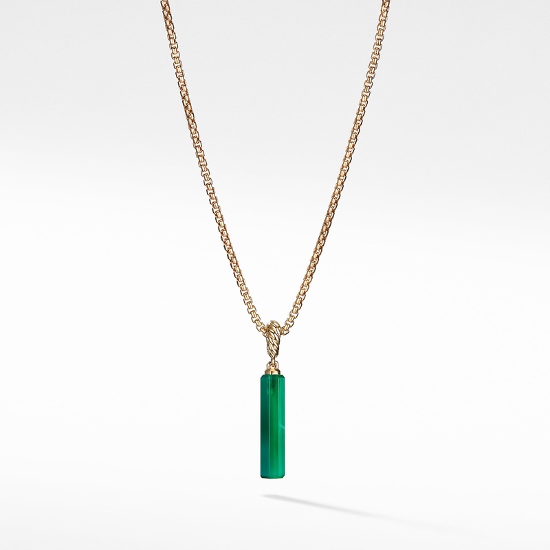 Barrel Amulet with Green Onyx and 18K Yellow Gold
