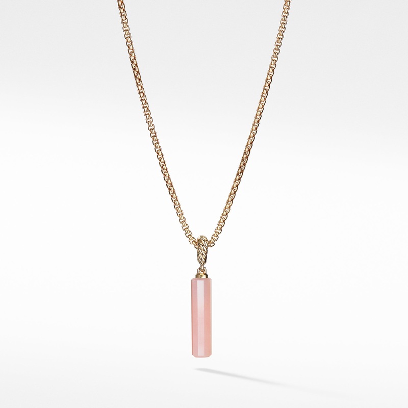 Barrel Amulet with Pink Opal and 18K Yellow Gold
