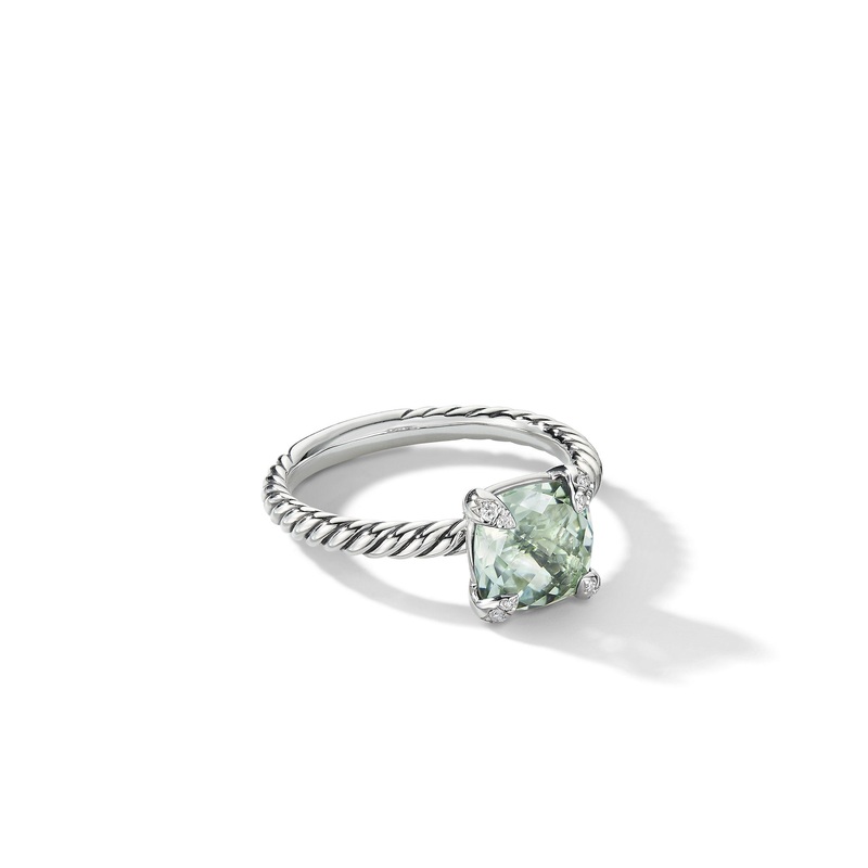 Chatelaine Ring with Prasiolite and Diamonds