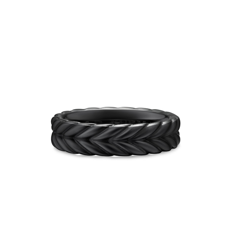 Chevron Band Ring in Black Titanium, 6.2mm