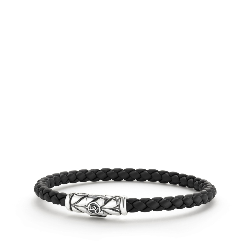 Chevron Woven Black Rubber Bracelet
