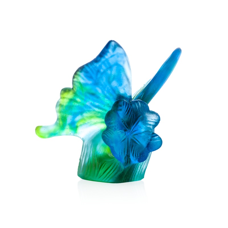 Daum Crystal Butterfly Blue and Green