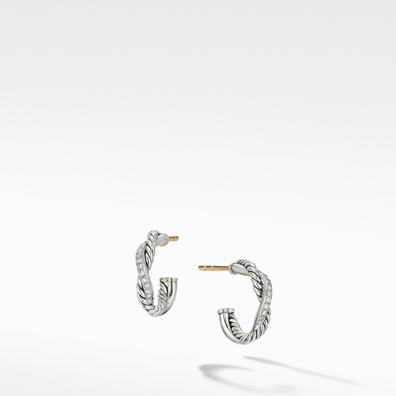 Petite Infinity Huggie Hoop Earring with Pave Diamonds