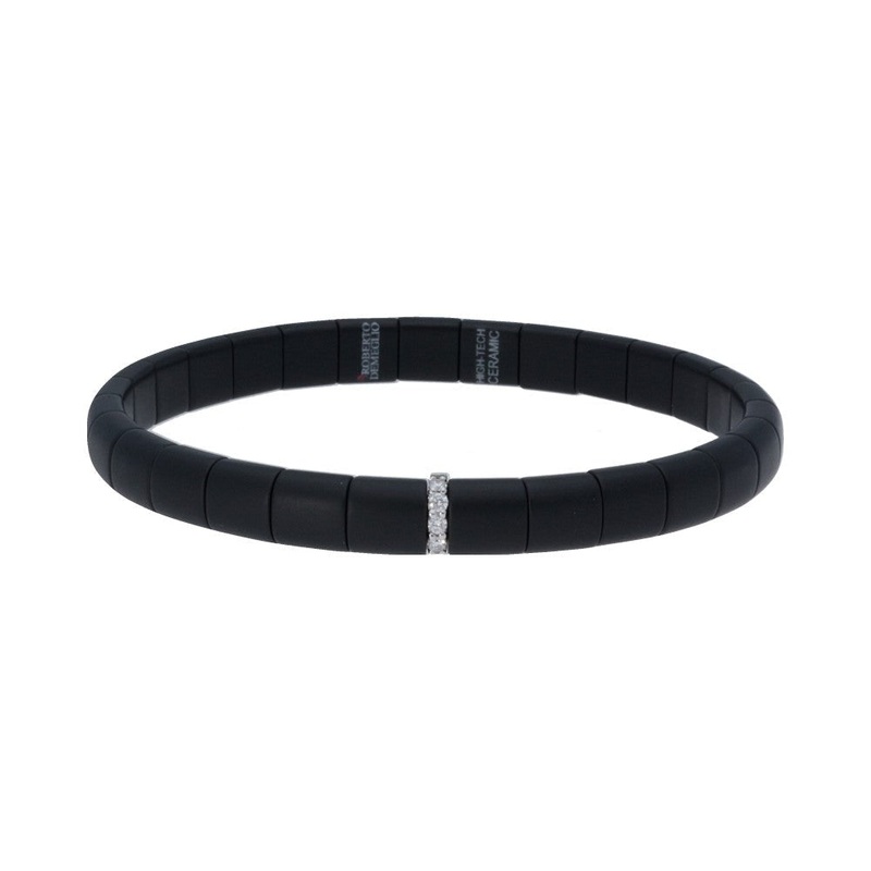 18K White Gold Black Ceramic and Diamond Bracelet