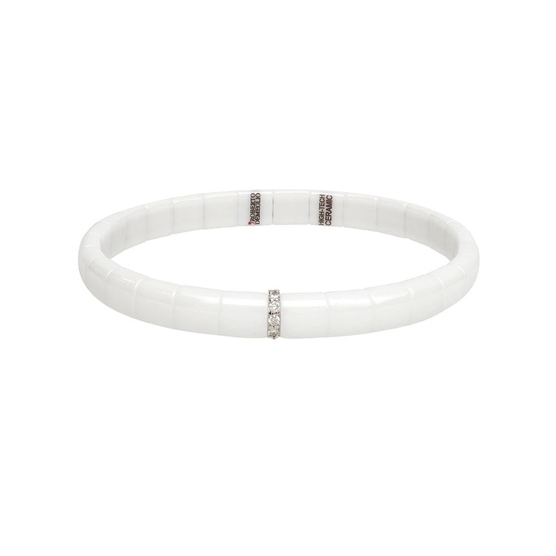 18K White Gold White Ceramic and Diamond Bracelet
