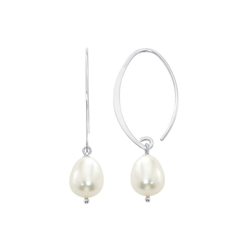 LaViano Fashion 14K White Gold Freshwater Pearl Drop Earrings
