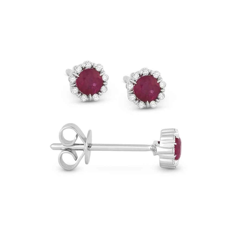 LaViano Fashion 14K White Gold Ruby Earrings