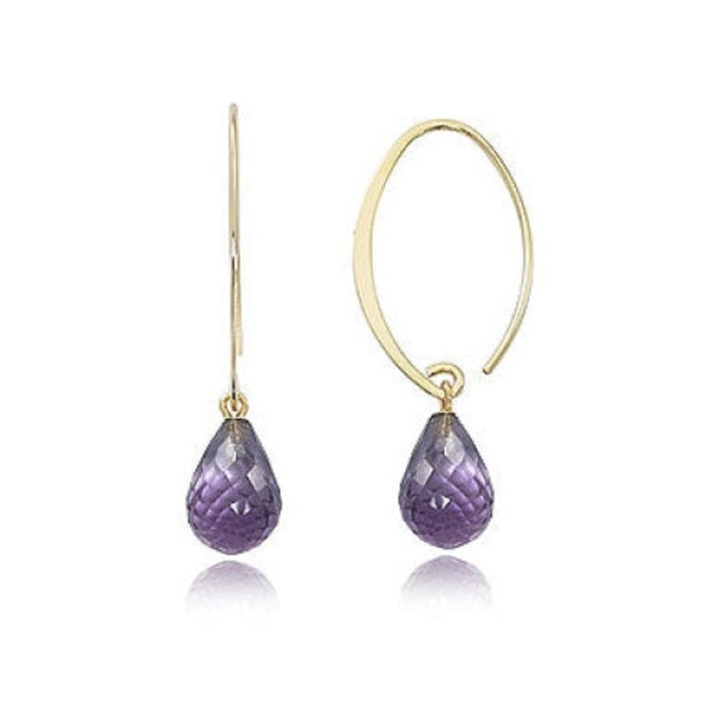 LaViano Fashion 14K Yellow Gold Amethyst Drop Earrings