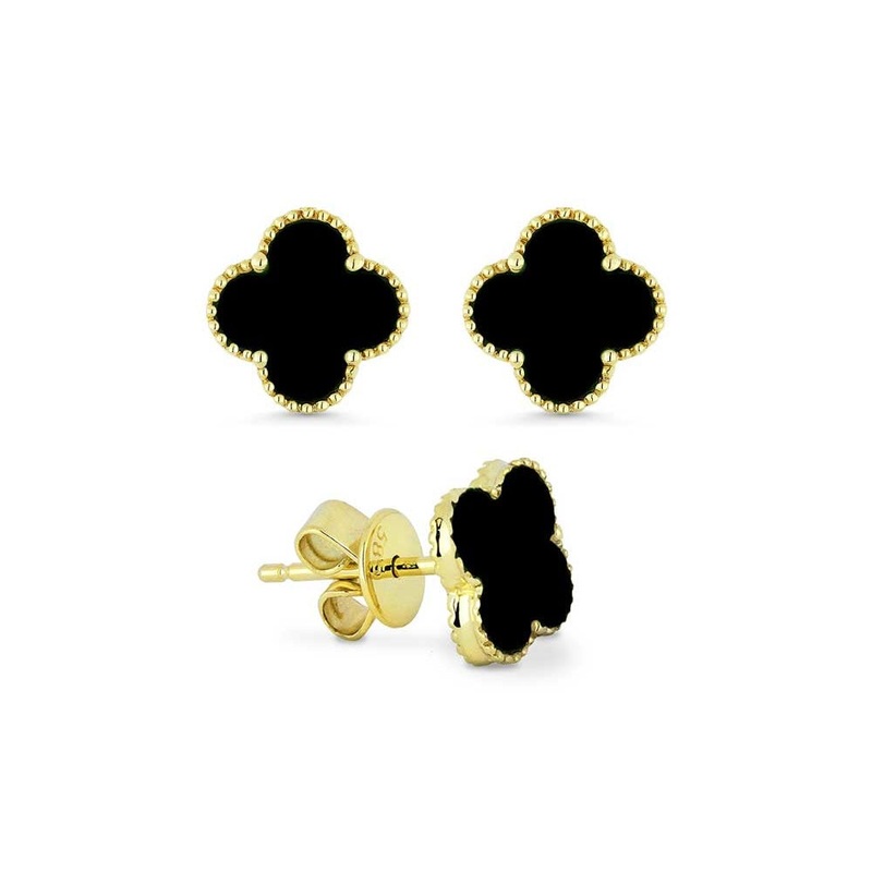 LaViano Fashion 14K Yellow Gold Black Onyx Earrings