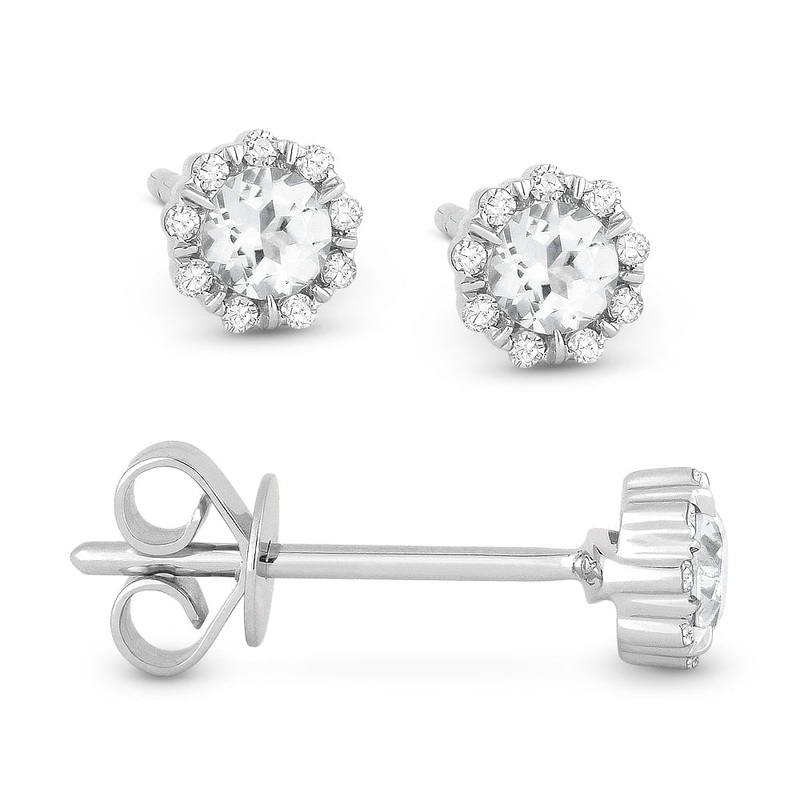 LaViano Fashion 14K White Gold Diamond and White Topaz Earrings