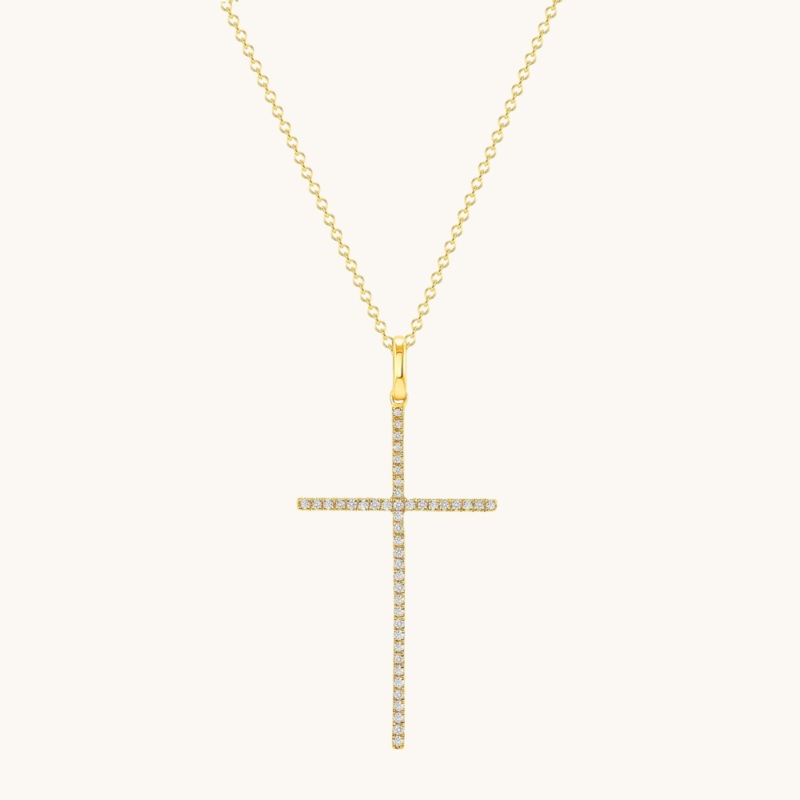 Thin Diamond Cross Necklace