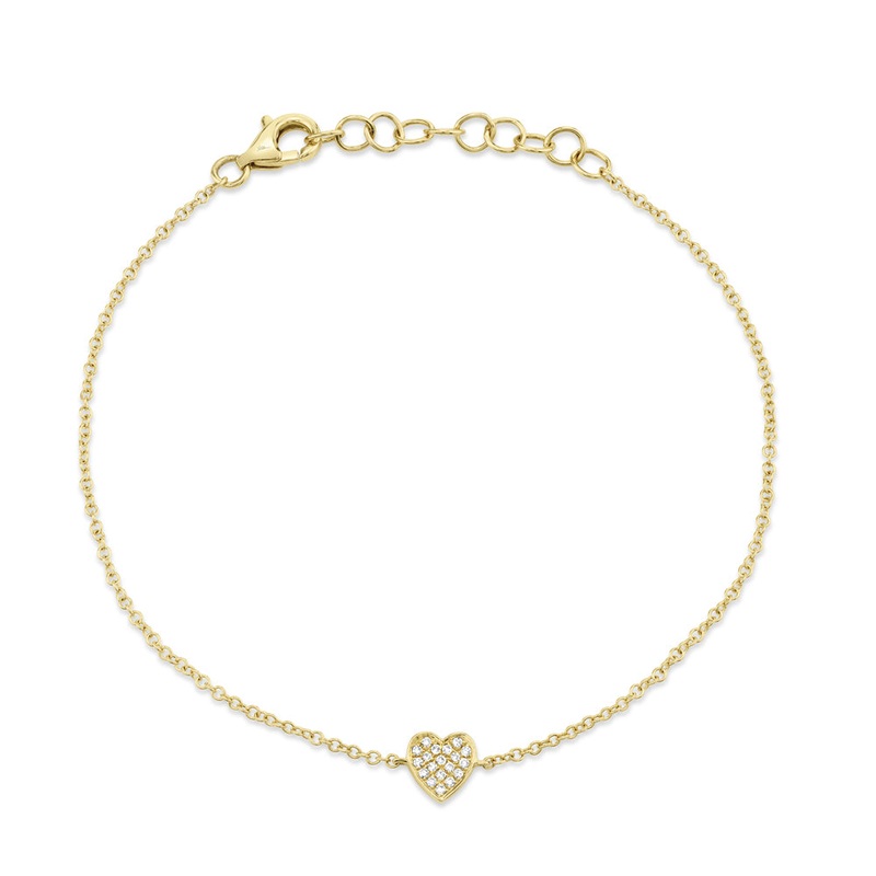 Shy Creation 14K Diamond Pave Heart Bracelet