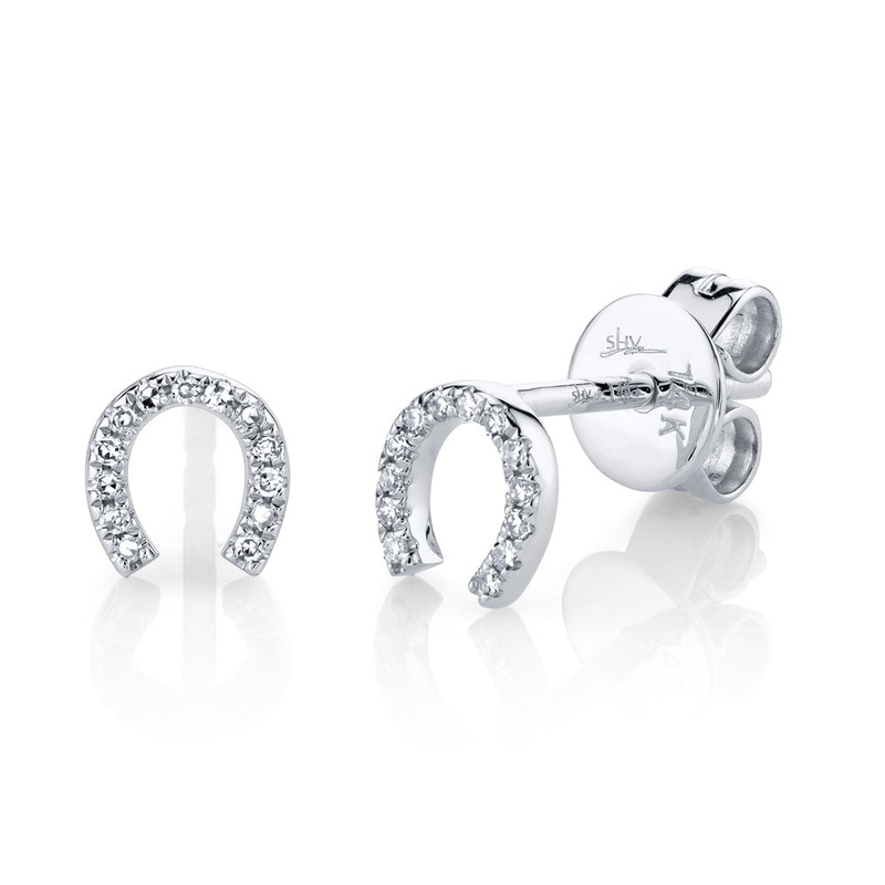 Shy Creation Diamond Horseshoe Stud Earrings