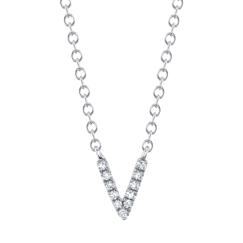 Shy Creation Diamond Necklace - Initial V