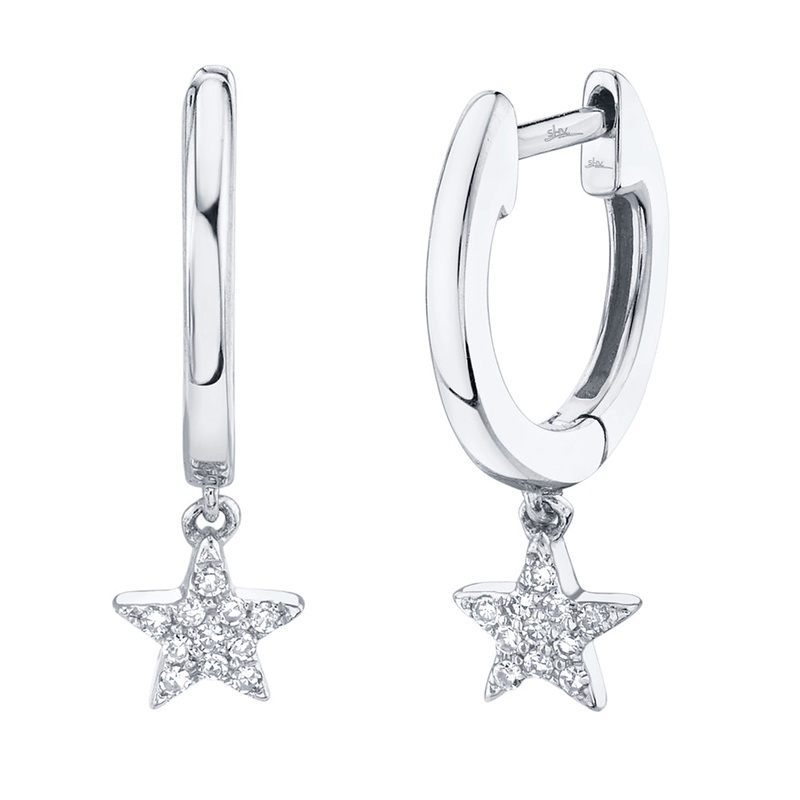 Shy Creation Diamond Star Huggie Earrings