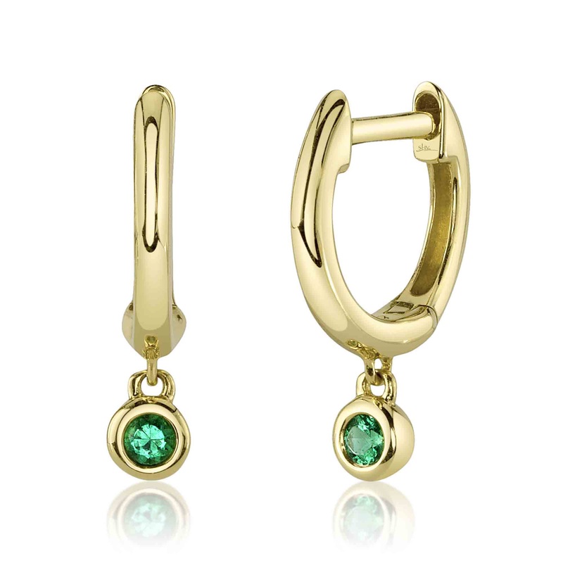 Shy Creation Emerald Bezel Huggie Earring