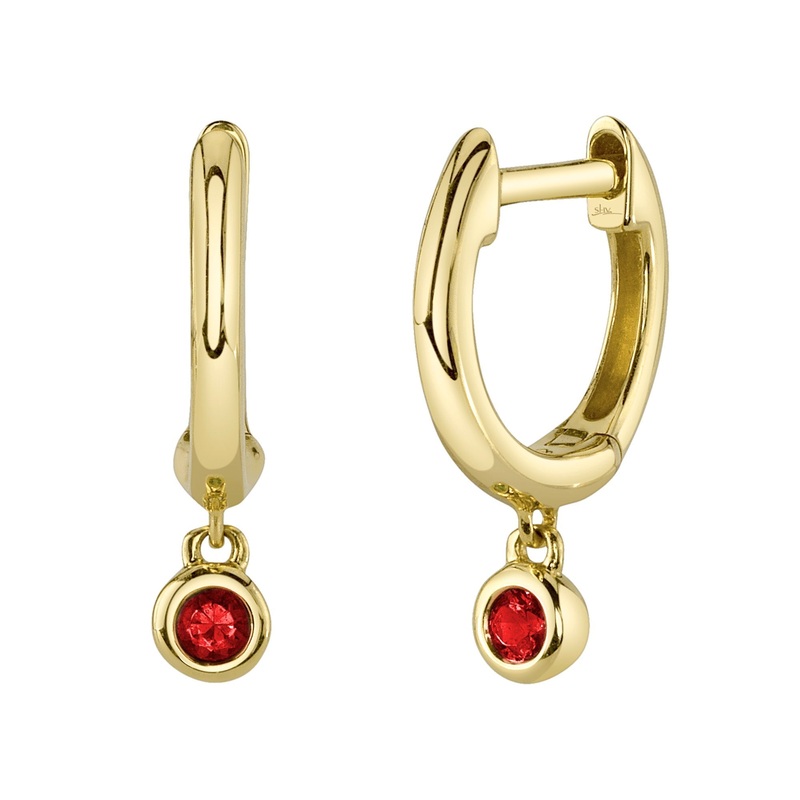 Shy Creation Ruby Bezel Huggie Earring