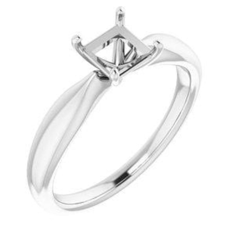 10K White  5x5 mm Square Solitaire Engagement Ring Mounting