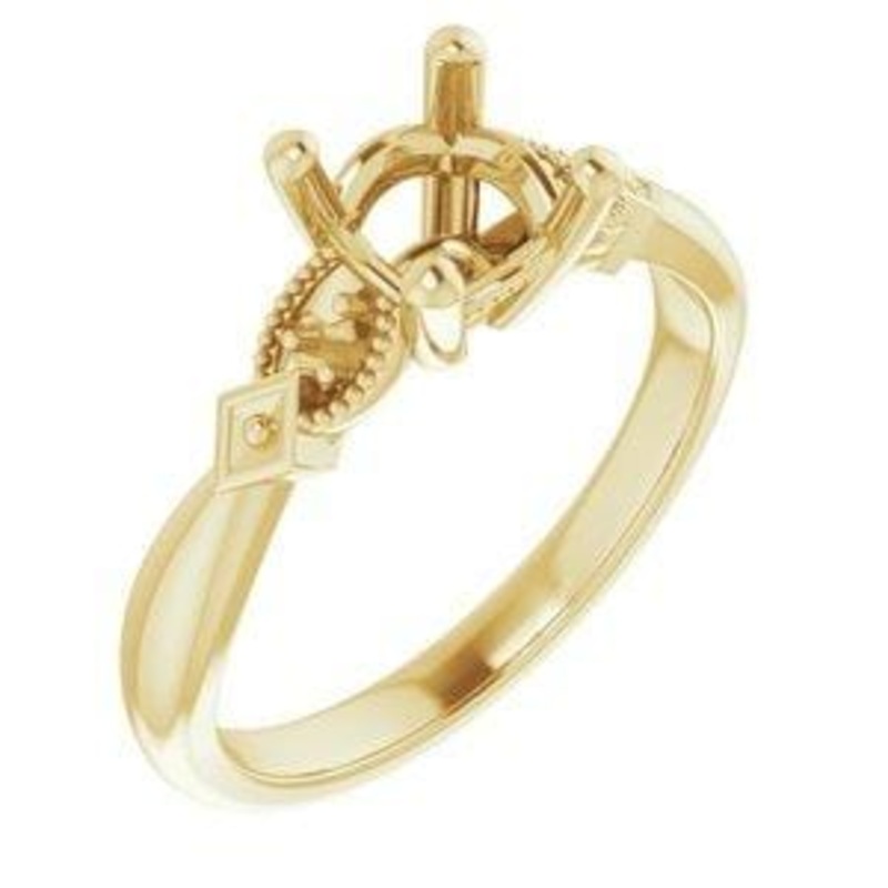 10K Yellow 6 mm Cushion Engagement Ring Mounting