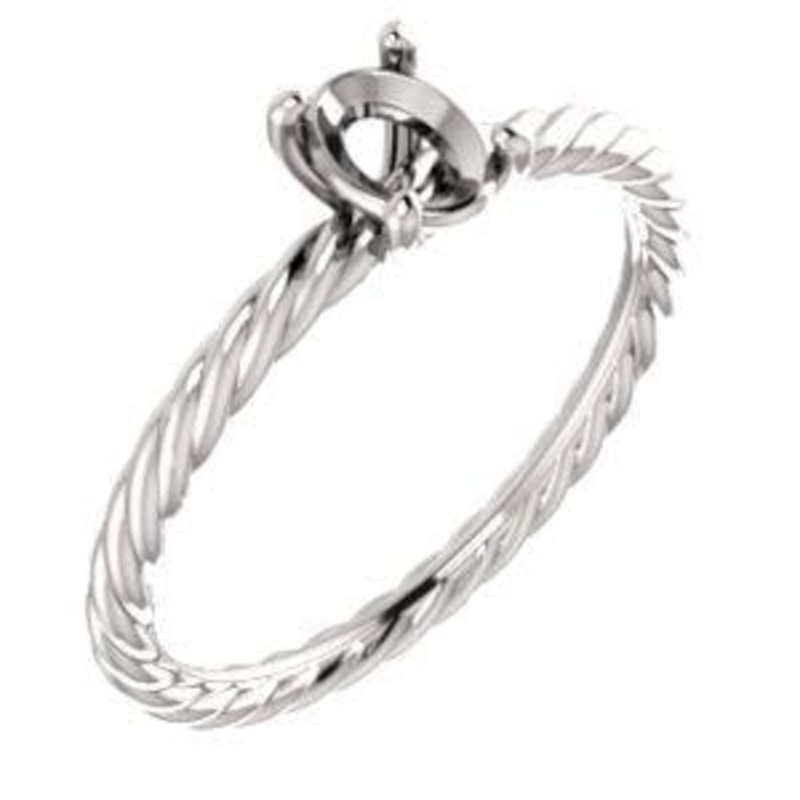 14K White 6x4 mm Oval Solitaire Engagement Ring Mounting