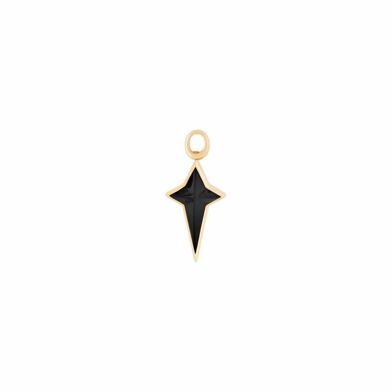 Black Ceramic Inlay New Cross Single Earring Charm