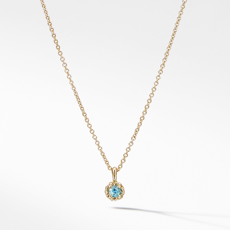 Cable Collectibles Kids Necklace Birthstone Necklace with Blue Topaz in 18K Gold, 3mm