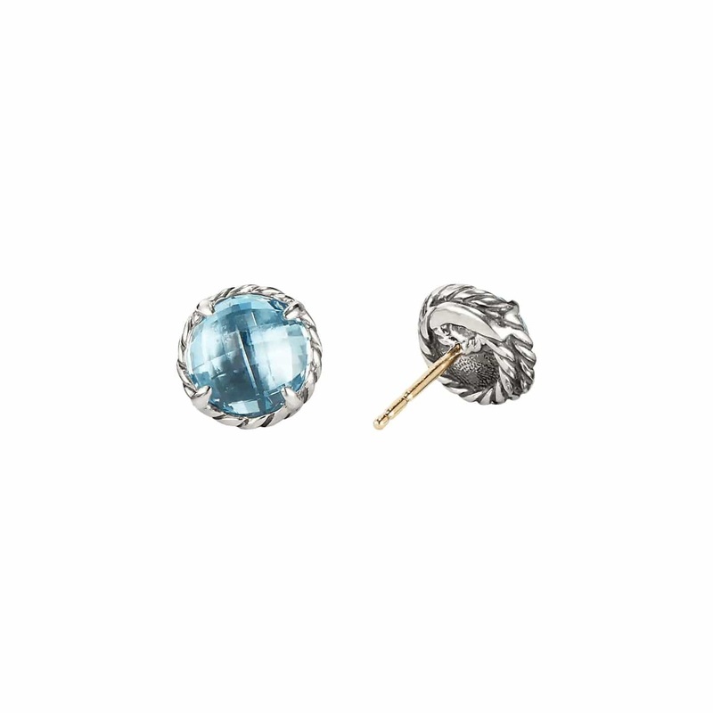 Chtelaine Stud Earrings in Blue Topaz