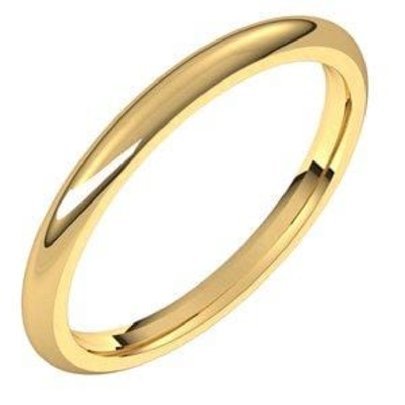 10K Yellow 2 mm Half Round Comfort Fit Band Size 4.5