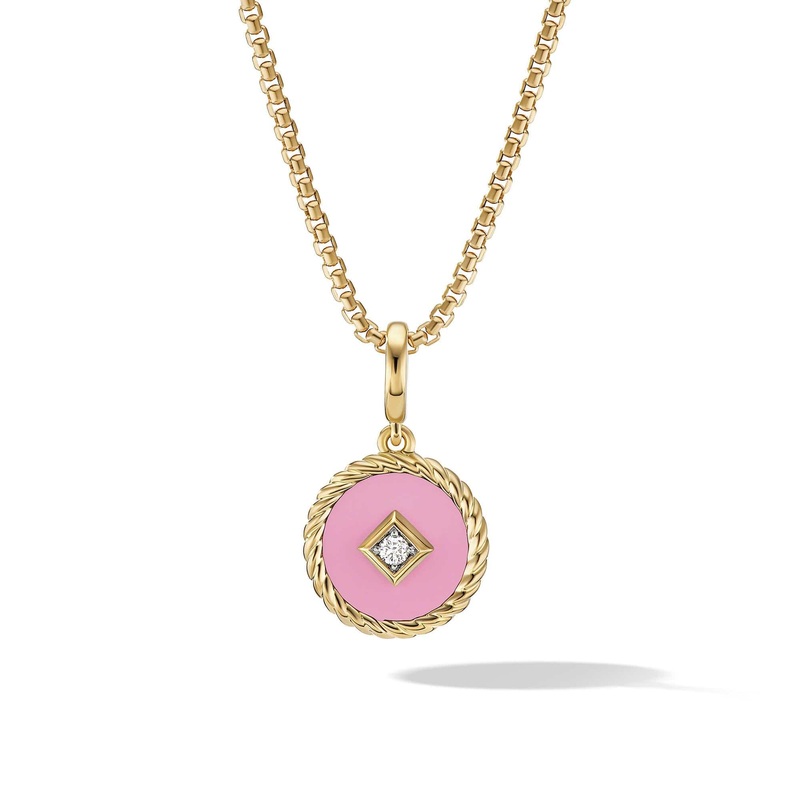Cable Collectibles Blush Enamel Charm in 18K Yellow Gold with Center Diamond