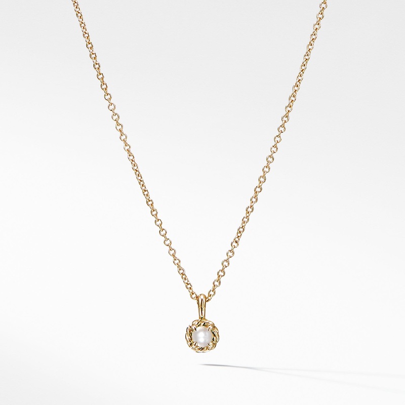 Cable Collectibles Kids Necklace Birthstone Necklace with Cultured freshwater Pearls in 18K Gold, 3mm