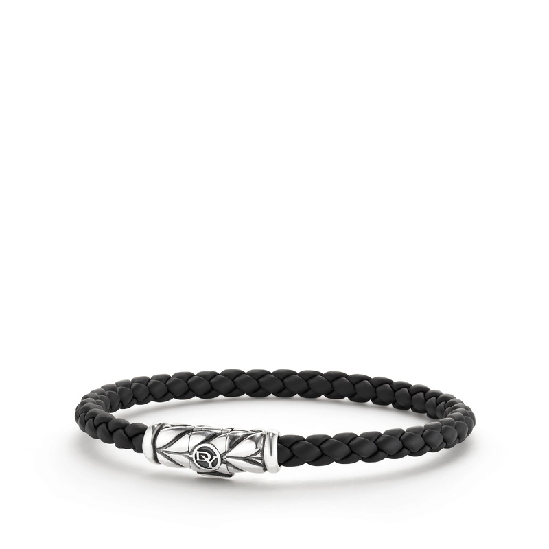 Chevron Woven Rubber Bracelet in Black