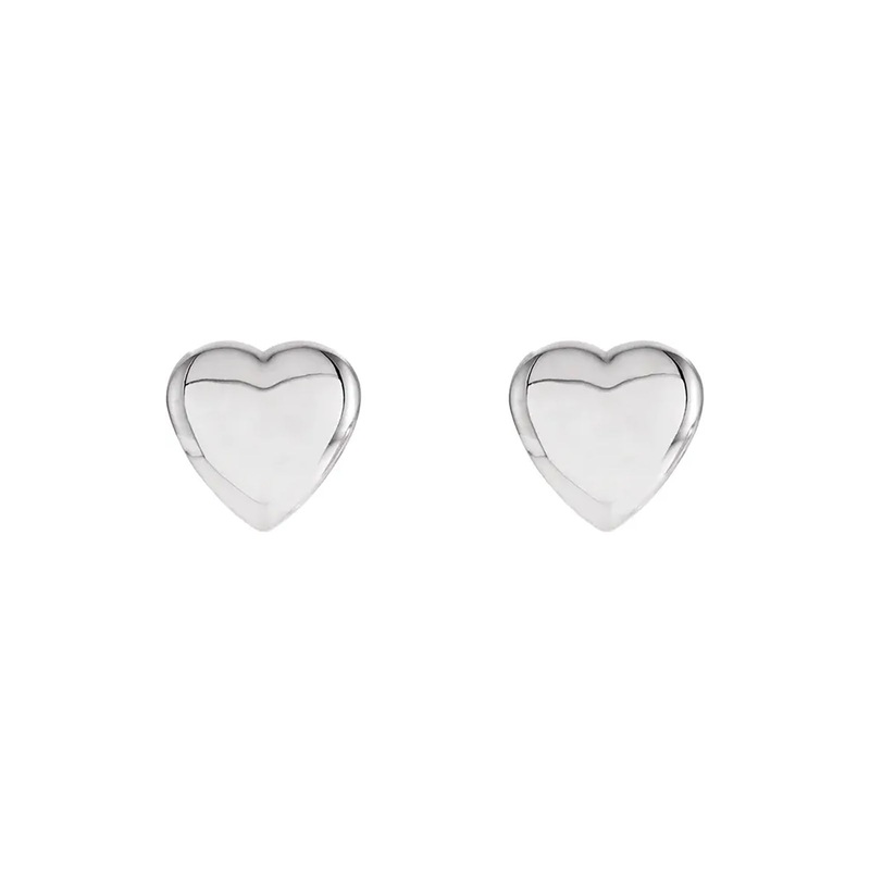 Heart Stud Earrings in White Gold