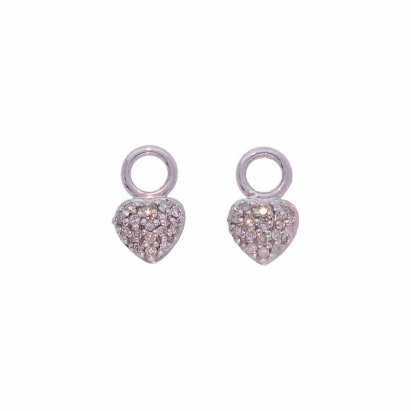 Petite Heart Charms with Diamonds