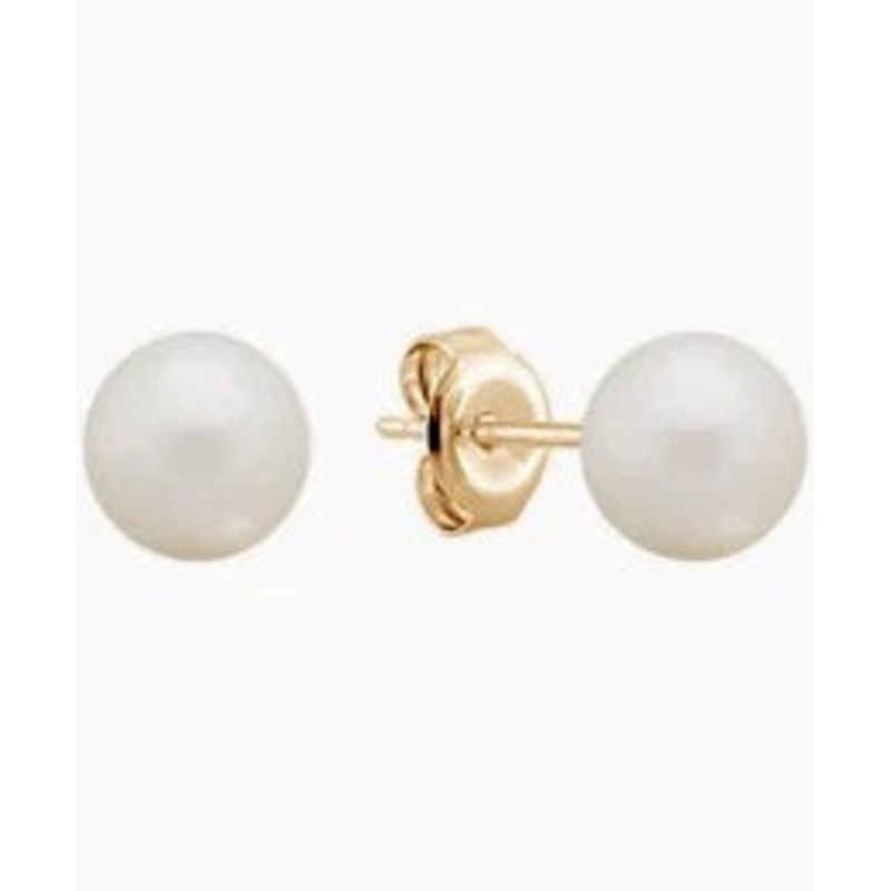 14k Yellow Gold Pearl Stud Earrings