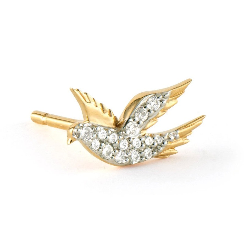 14KYG 0.07CT G SI DIA SONGBIRD SINGLE STUD EARRING