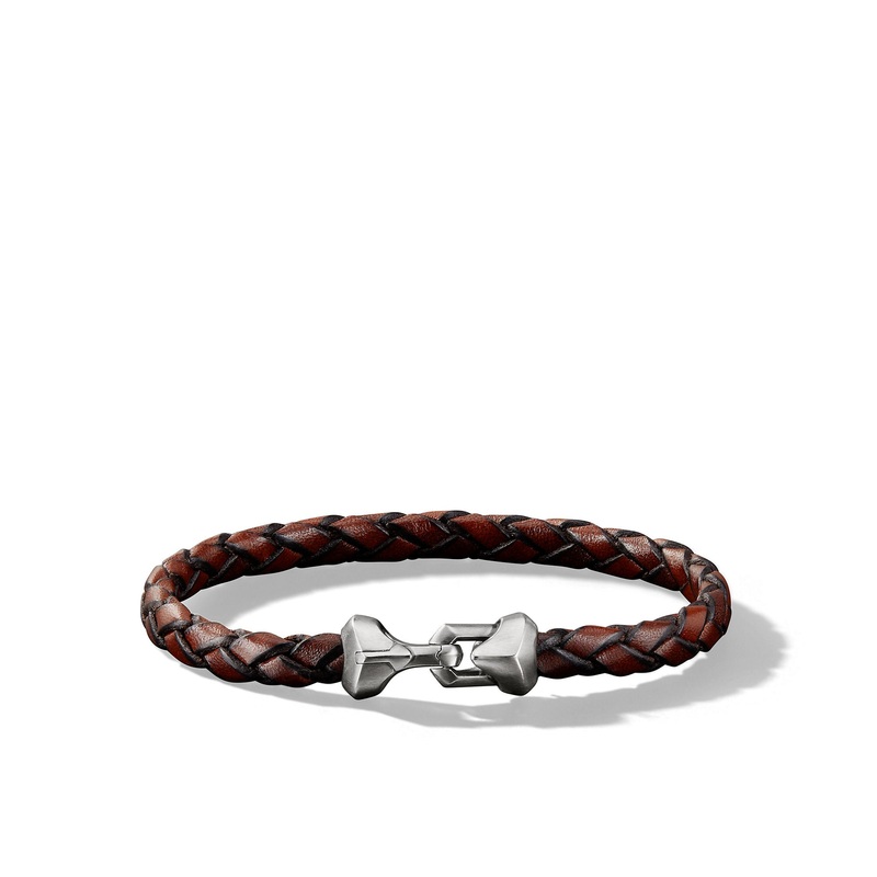 David Yurman 10.7mm Armory Leather Bracelet Br Le Sil