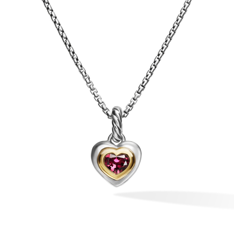 David Yurman 10mm Petite Cable Heart Nck Rg Sil/14k 16-18 in