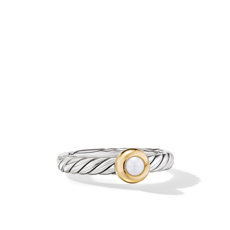 David Yurman 2.8mm Cable Stone Ring Pe Sil/14k