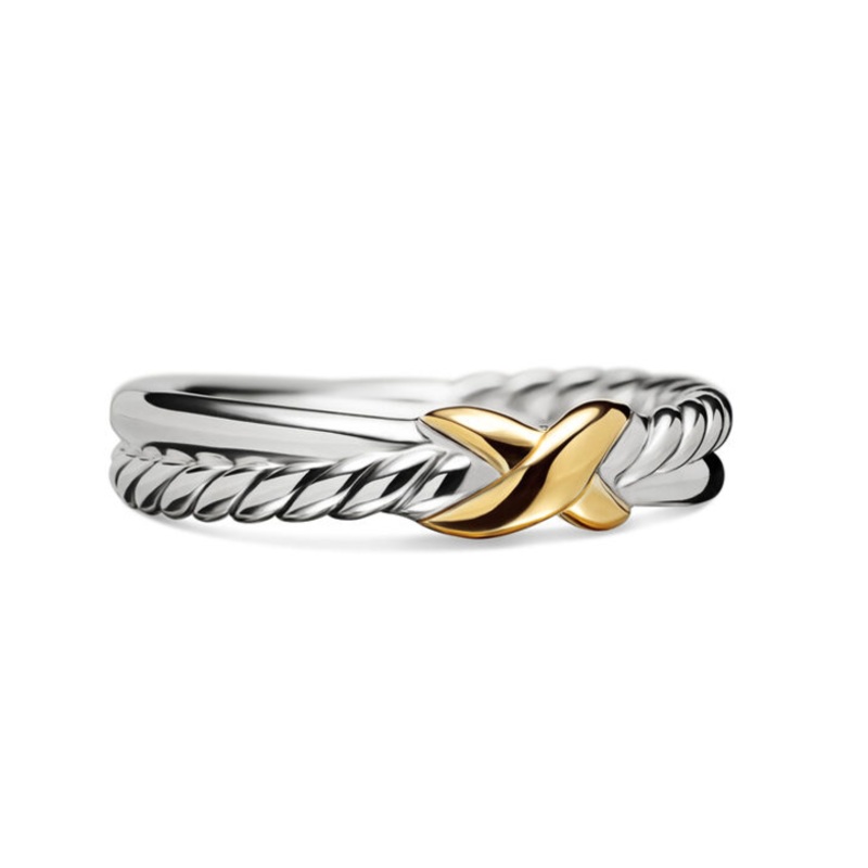 David Yurman 4mm Petite X Ring Sil/18k
