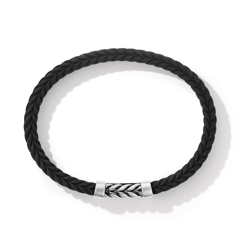 David Yurman 9mm Chevron Rubber Link Brac Hunter Grn Rubr Sil