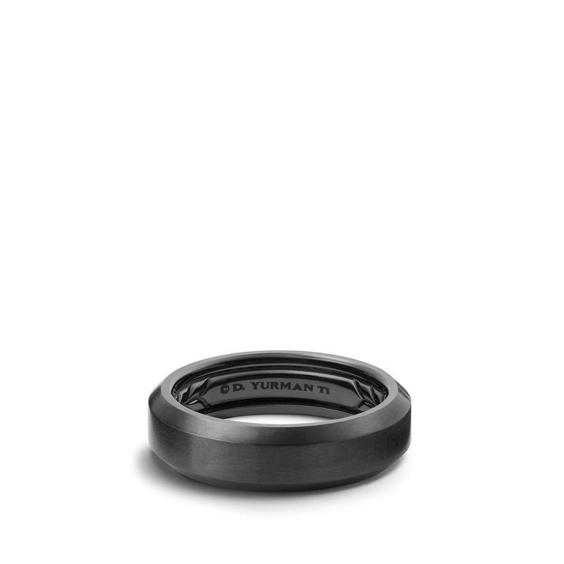 David Yurman Beveled Band Ring In Black Titanium, 6mm