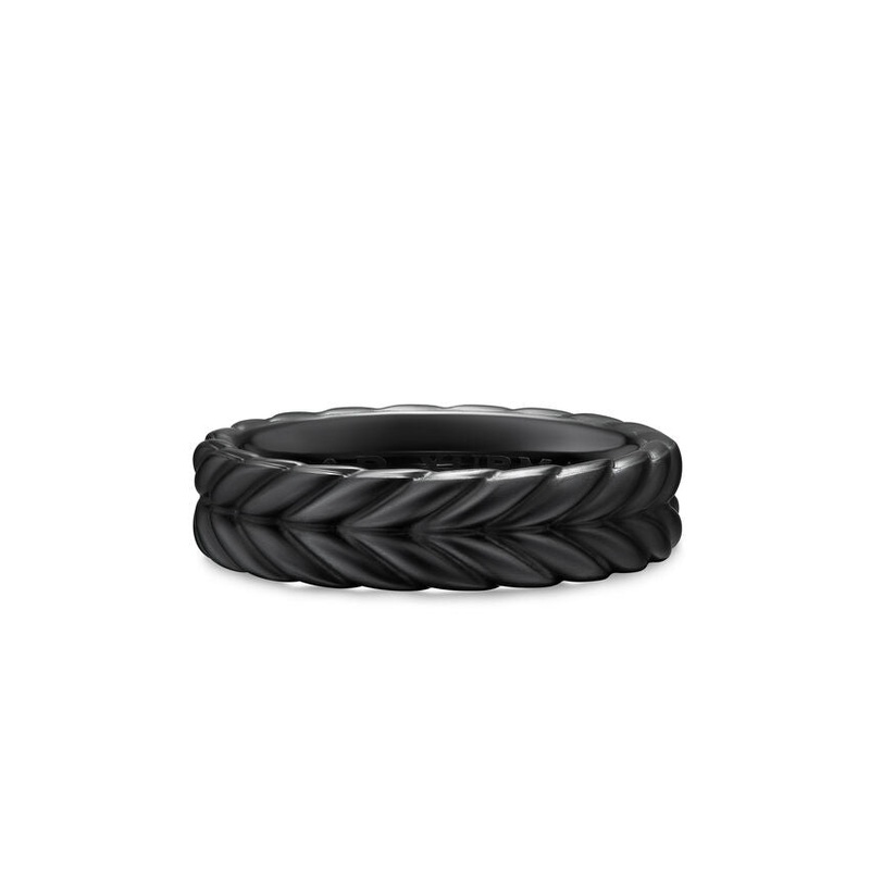 David Yurman Chevron Band Ring In Black Titanium, 6.2mm
